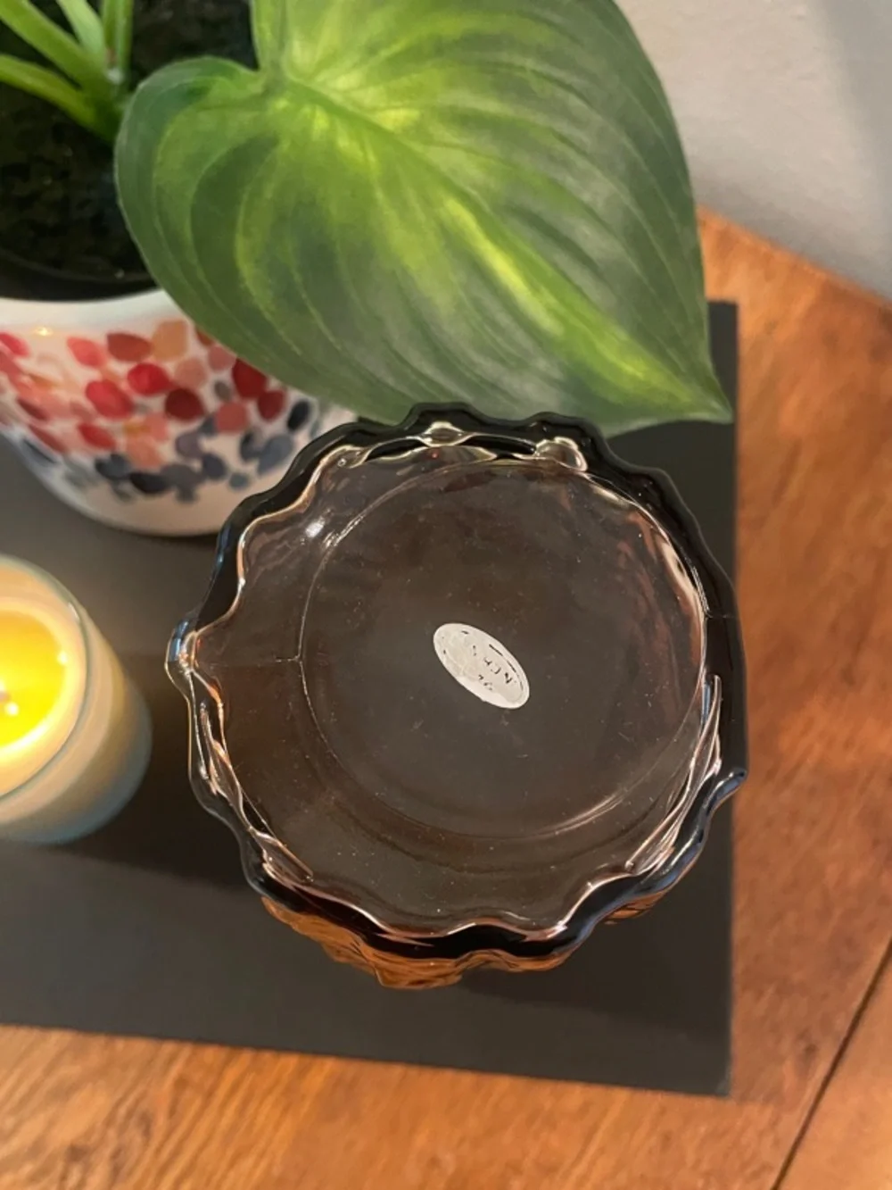 Vintage Amber Textured Glass Vase – Mid-Century Modern Style – 7